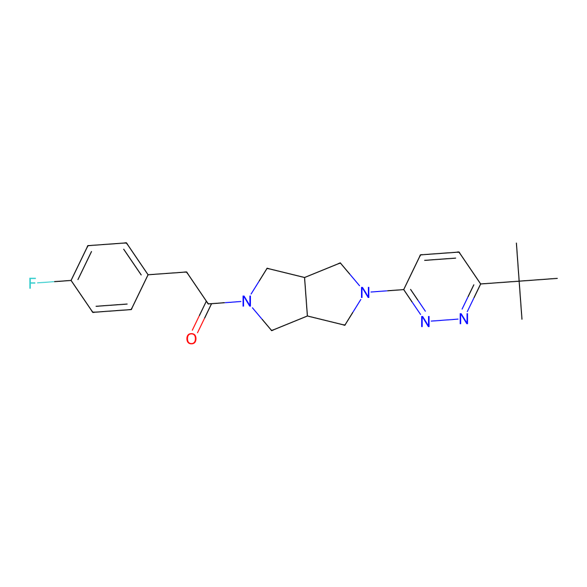 1-[5-(6-Tert-butylpyridazin-3-yl)-octahydropyrrolo[3,4-c]pyrrol-2-yl]-2-(4-fluorophenyl)ethan-1-one molecular structure, CAS 2415629-59-1
