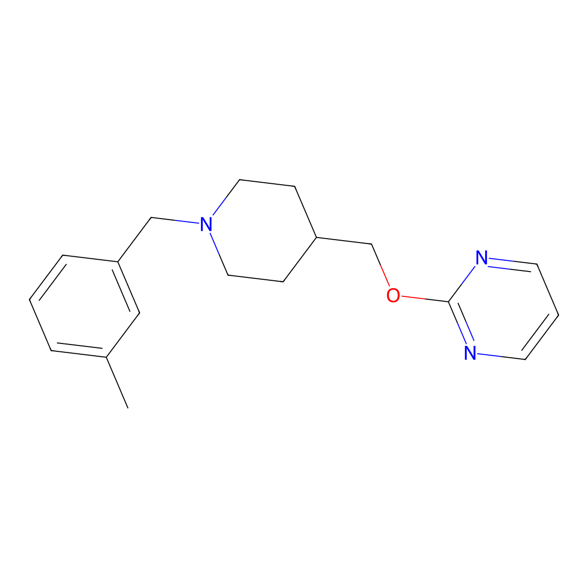 2-({1-[(3-Methylphenyl)methyl]piperidin-4-yl}methoxy)pyrimidine molecular structure, CAS 2415629-61-5