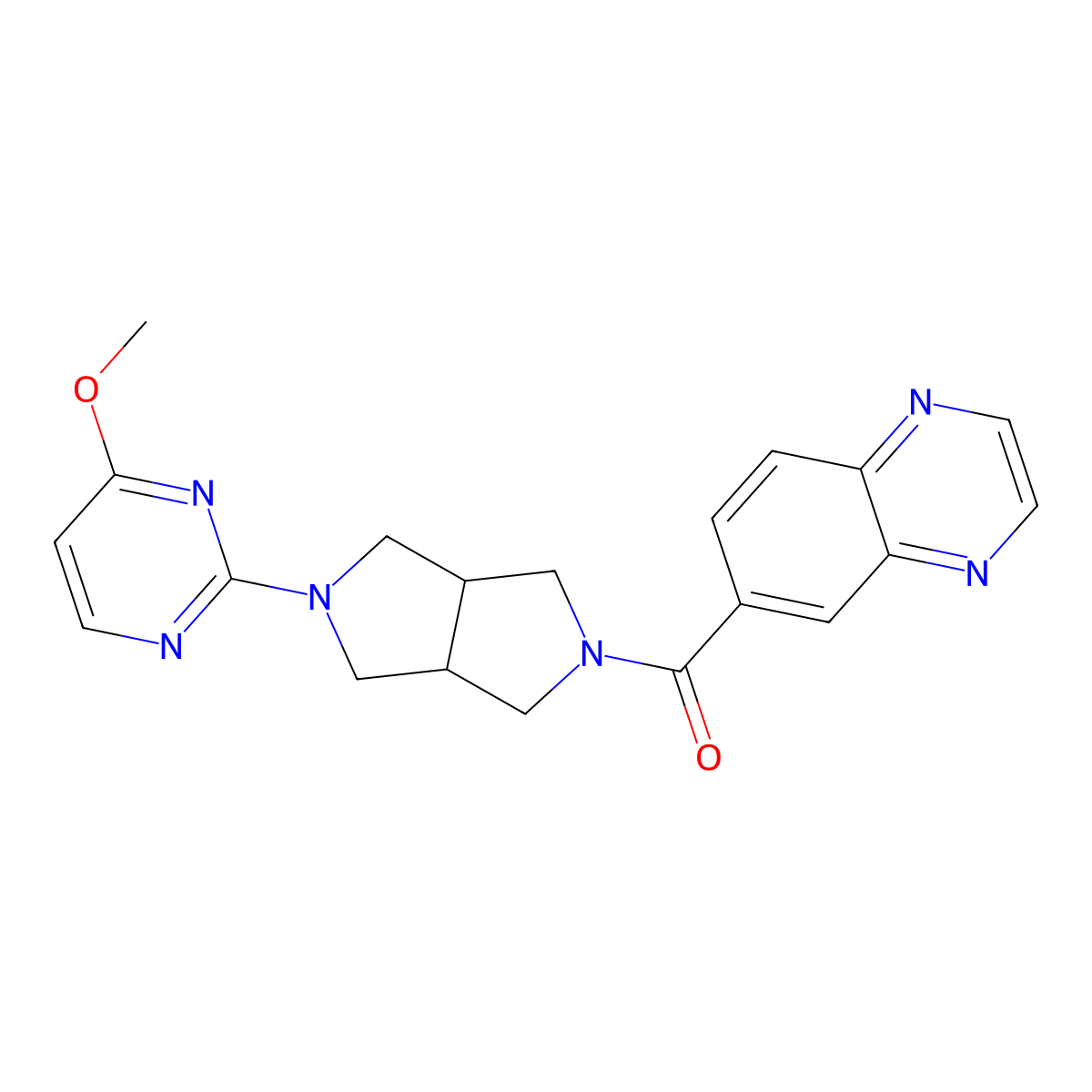 6-[5-(4-Methoxypyrimidin-2-yl)-octahydropyrrolo[3,4-c]pyrrole-2-carbonyl]quinoxaline molecular structure, CAS 2415629-66-0