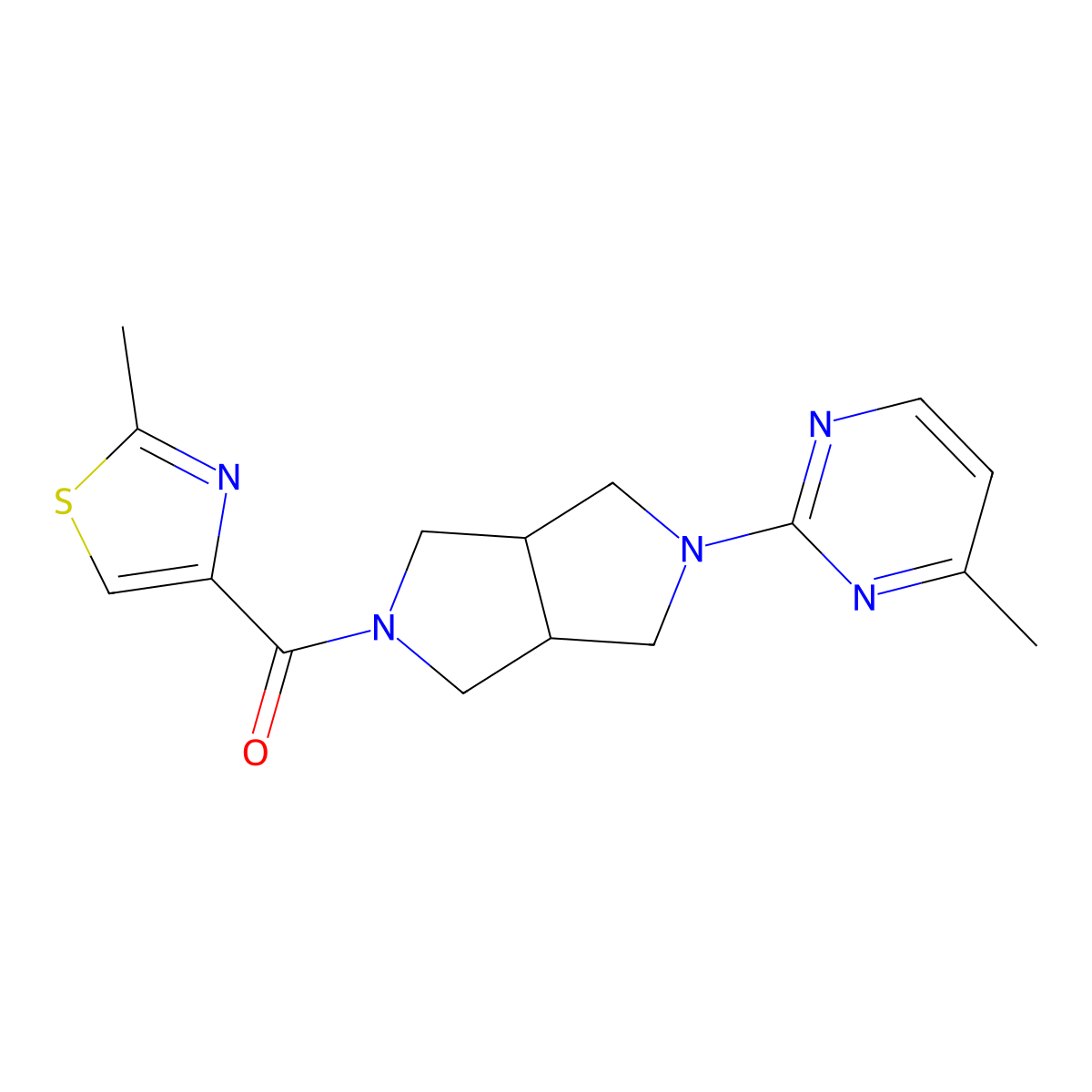 4-Methyl-2-[5-(2-methyl-1,3-thiazole-4-carbonyl)-octahydropyrrolo[3,4-c]pyrrol-2-yl]pyrimidine molecular structure, CAS 2415629-74-0