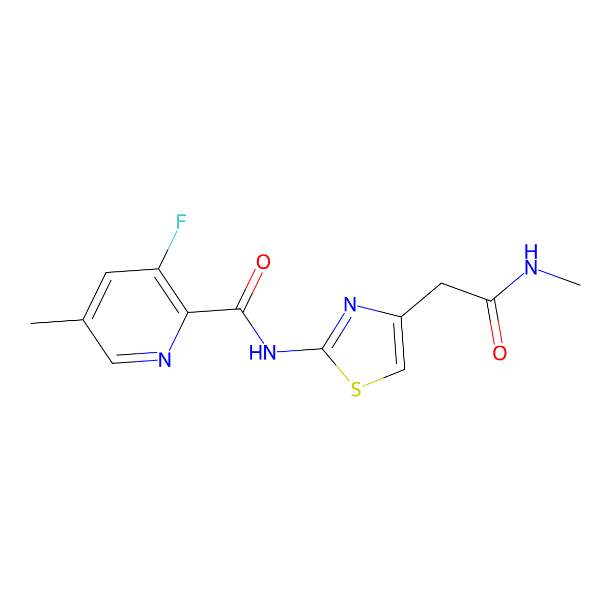 3-fluoro-5-methyl-N-{4-[(methylcarbamoyl)methyl]-1,3-thiazol-2-yl}pyridine-2-carboxamide molecular structure, CAS 2415629-78-4