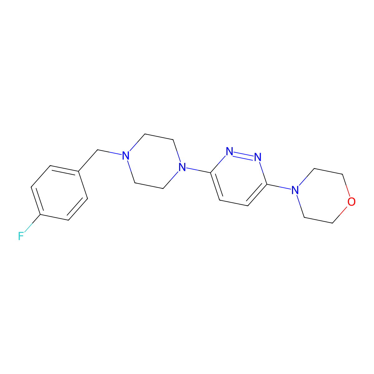 4-(6-{4-[(4-Fluorophenyl)methyl]piperazin-1-yl}pyridazin-3-yl)morpholine molecular structure, CAS 2415629-82-0