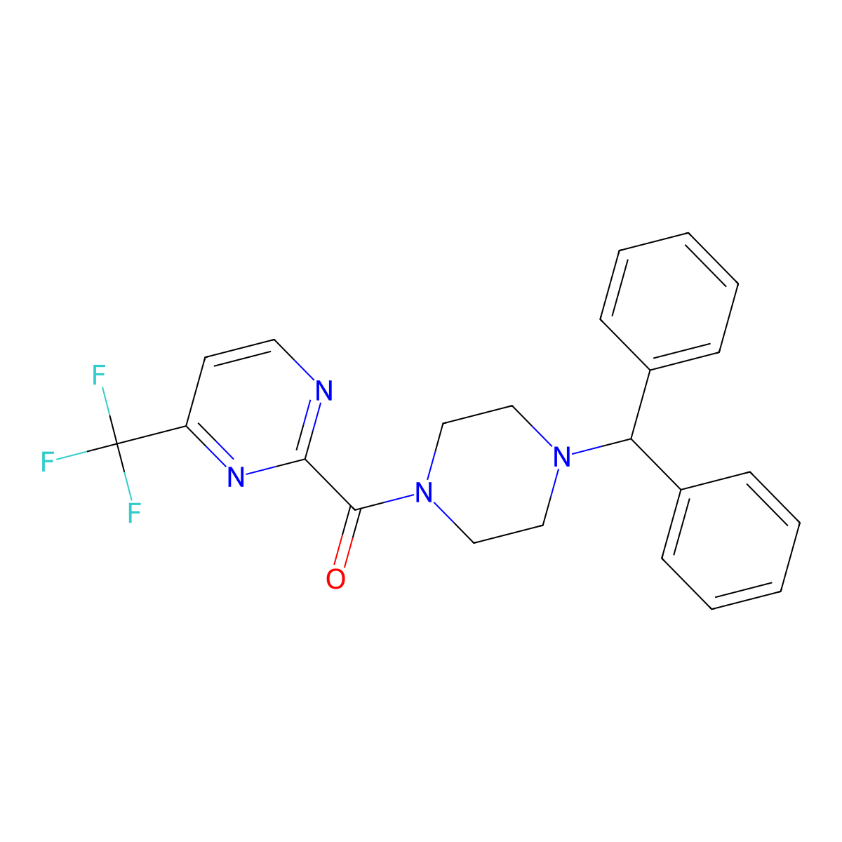 2-[4-(Diphenylmethyl)piperazine-1-carbonyl]-4-(trifluoromethyl)pyrimidine molecular structure, CAS 2415629-90-0