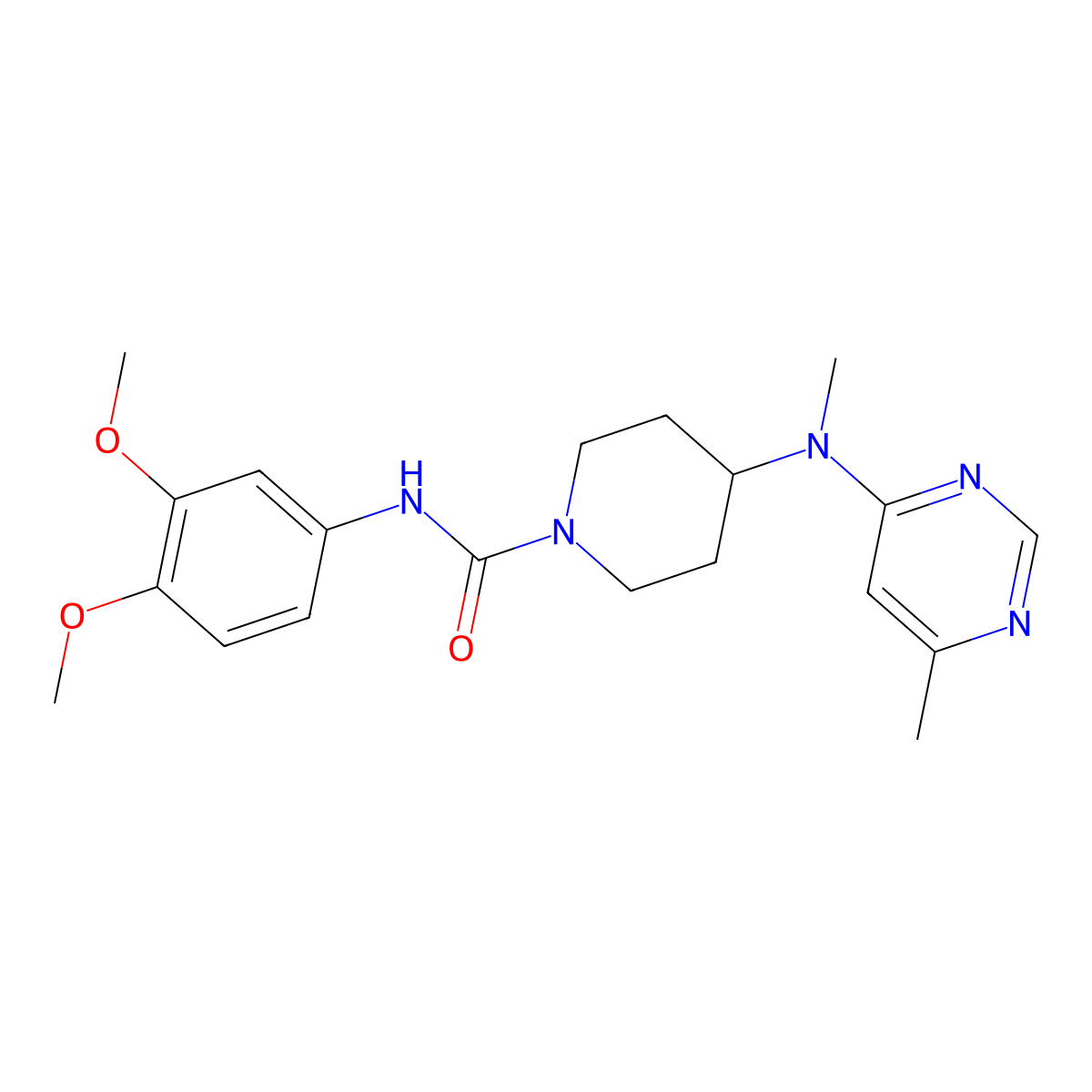N-(3,4-dimethoxyphenyl)-4-[methyl(6-methylpyrimidin-4-yl)amino]piperidine-1-carboxamide molecular structure, CAS 2415629-92-2
