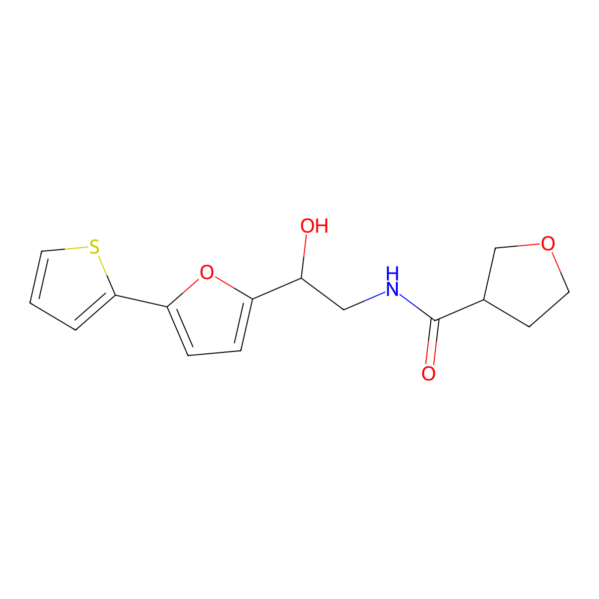 N-{2-hydroxy-2-[5-(thiophen-2-yl)furan-2-yl]ethyl}oxolane-3-carboxamide molecular structure, CAS 2415629-94-4