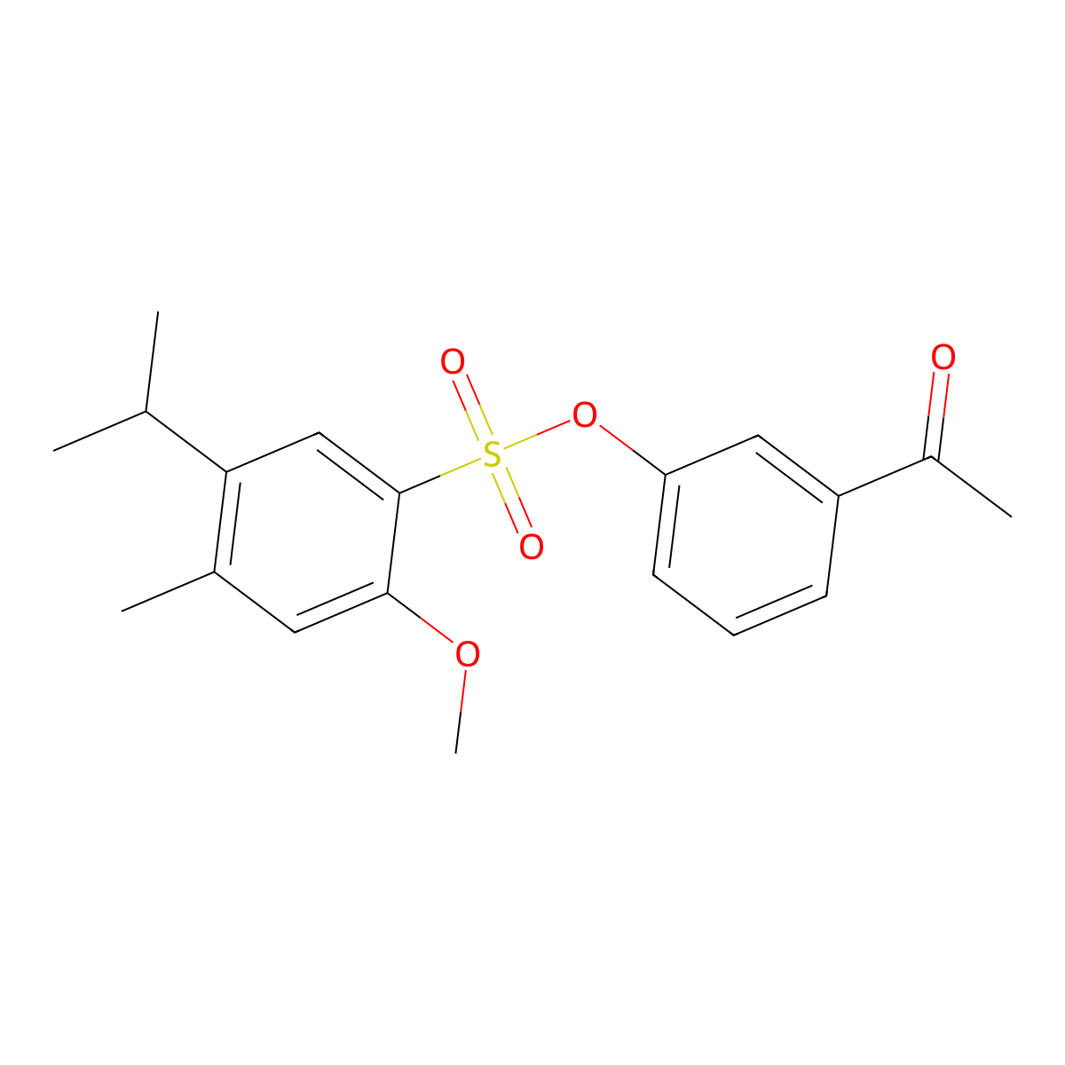 3-Acetylphenyl 2-methoxy-4-methyl-5-(propan-2-yl)benzene-1-sulfonate molecular structure, CAS 2415629-96-6