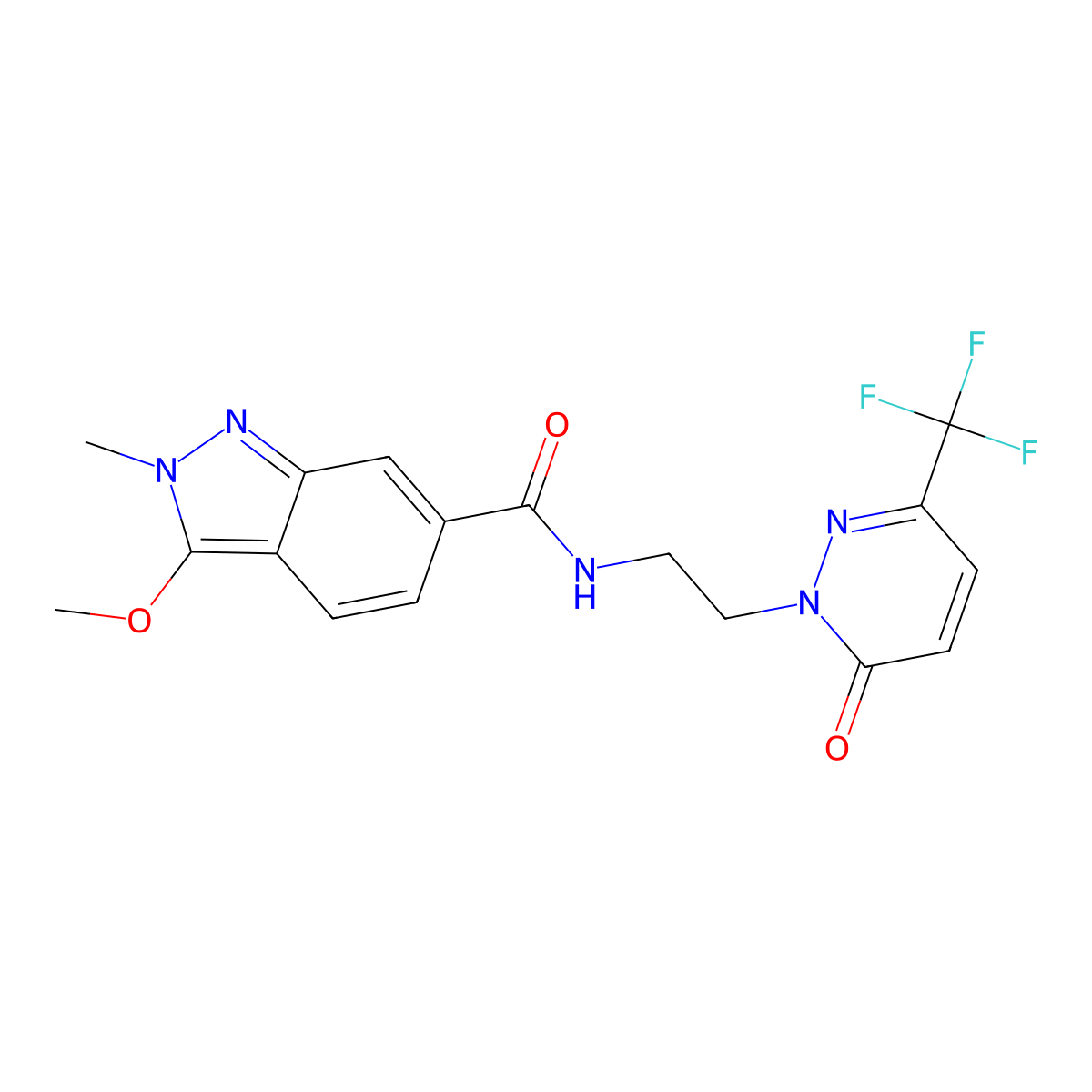 3-methoxy-2-methyl-N-{2-[6-oxo-3-(trifluoromethyl)-1,6-dihydropyridazin-1-yl]ethyl}-2H-indazole-6-carboxamide molecular structure, CAS 2415630-15-6