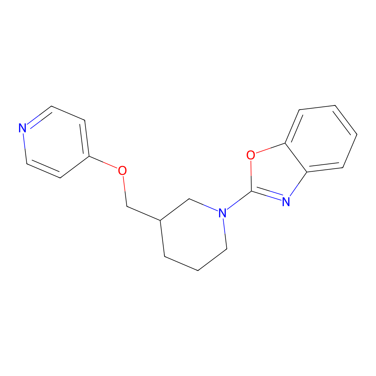 2-{3-[(Pyridin-4-yloxy)methyl]piperidin-1-yl}-1,3-benzoxazole molecular structure, CAS 2415630-16-7