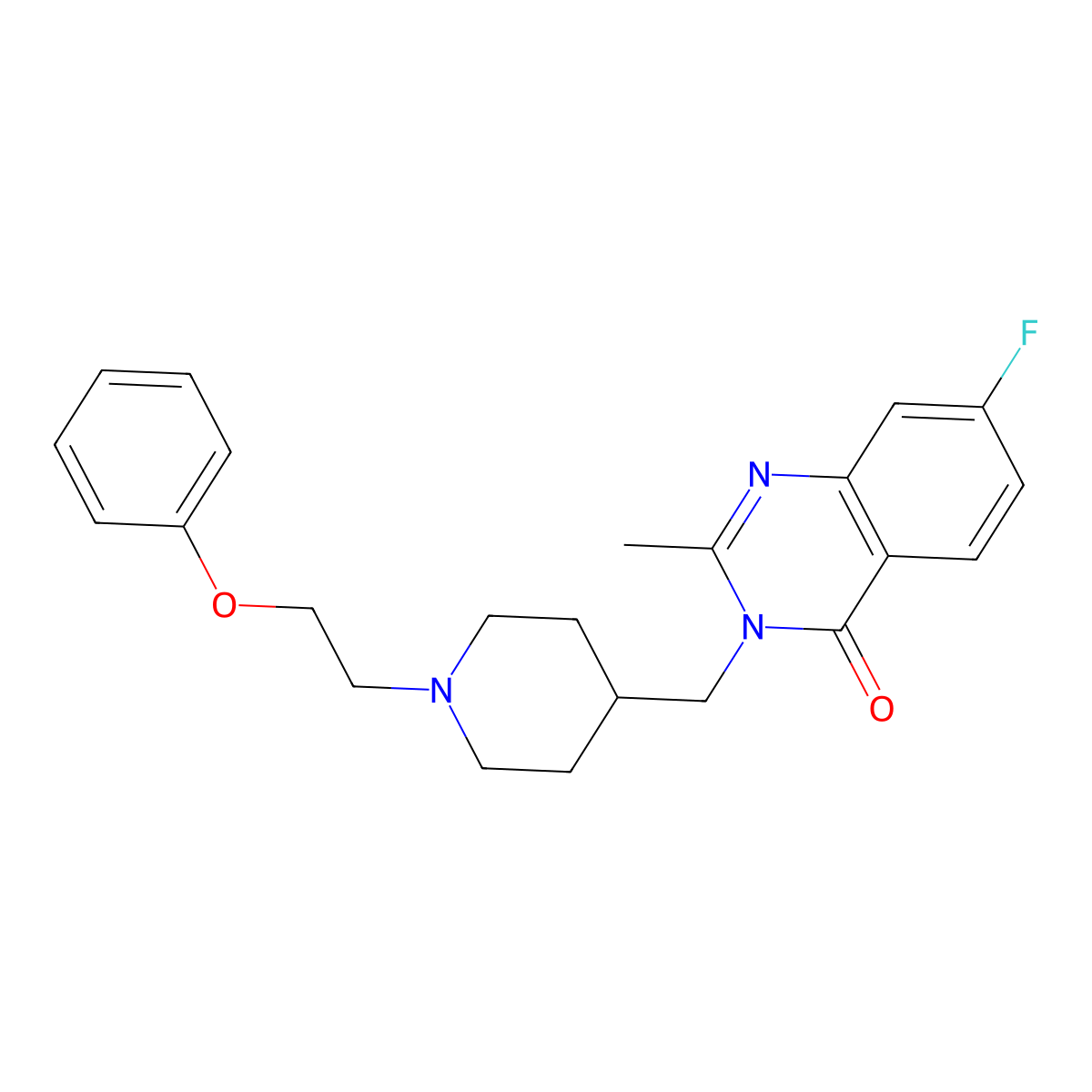 7-Fluoro-2-methyl-3-{[1-(2-phenoxyethyl)piperidin-4-yl]methyl}-3,4-dihydroquinazolin-4-one molecular structure, CAS 2415630-19-0