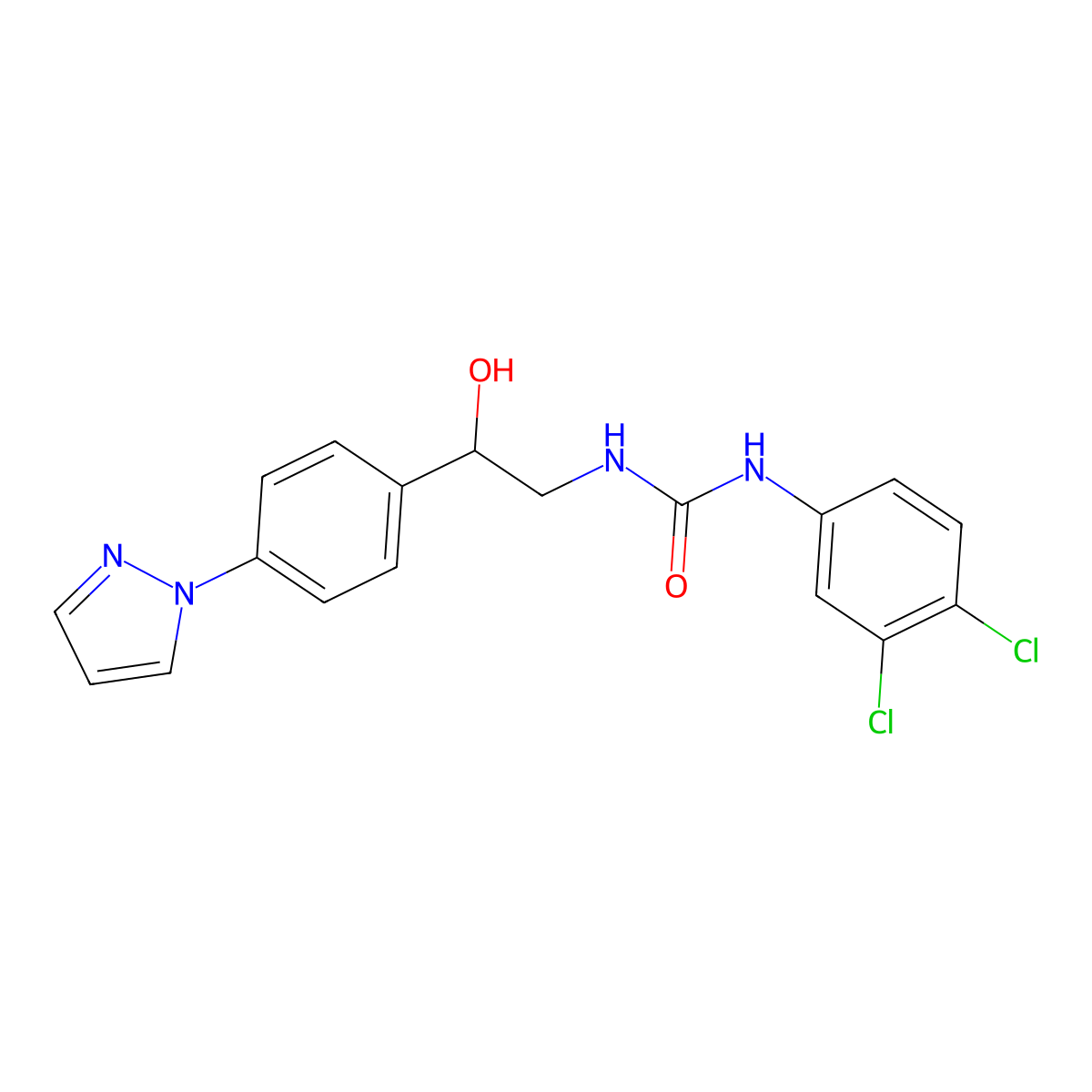 3-(3,4-dichlorophenyl)-1-{2-hydroxy-2-[4-(1H-pyrazol-1-yl)phenyl]ethyl}urea molecular structure, CAS 2415630-22-5