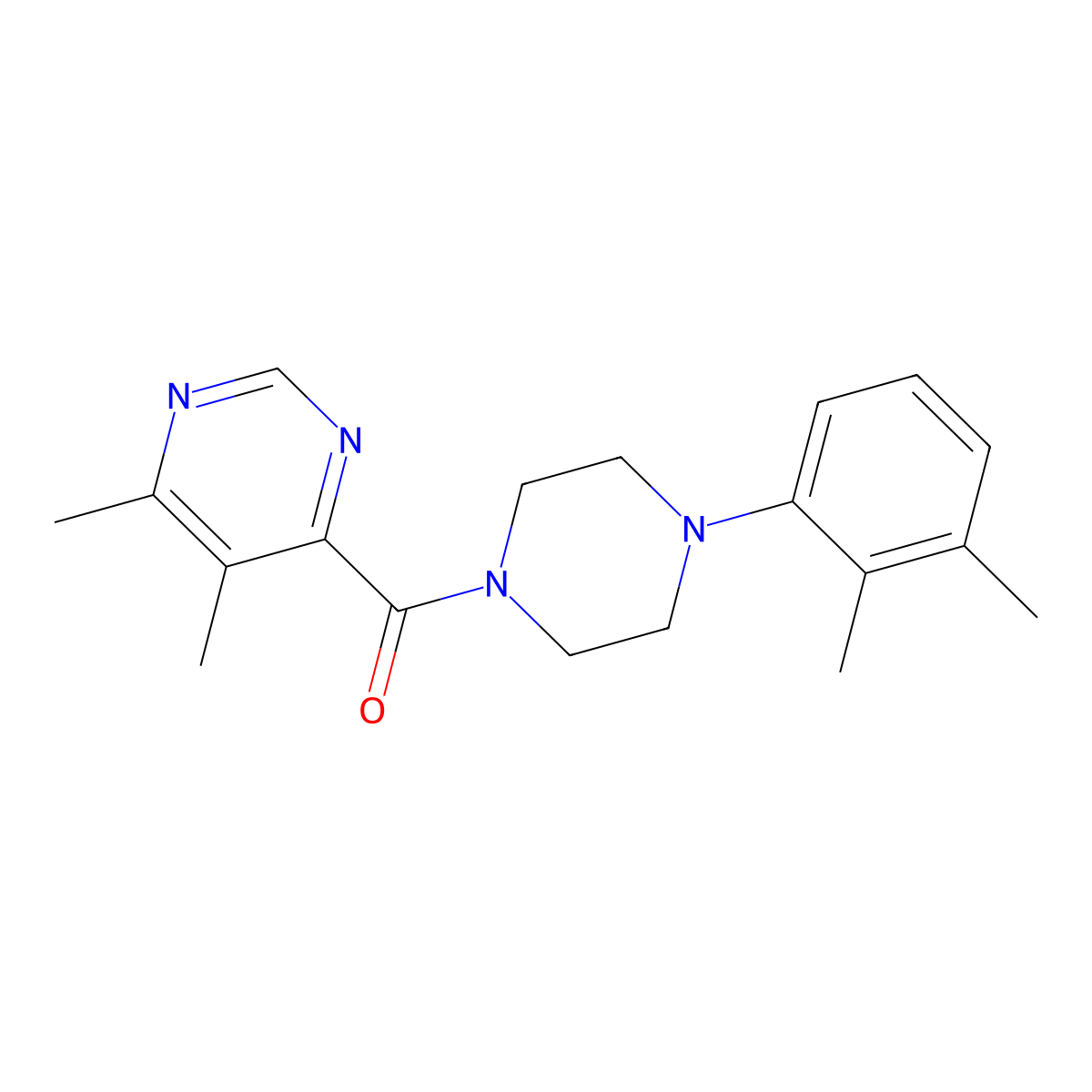 4-[4-(2,3-Dimethylphenyl)piperazine-1-carbonyl]-5,6-dimethylpyrimidine molecular structure, CAS 2415630-23-6
