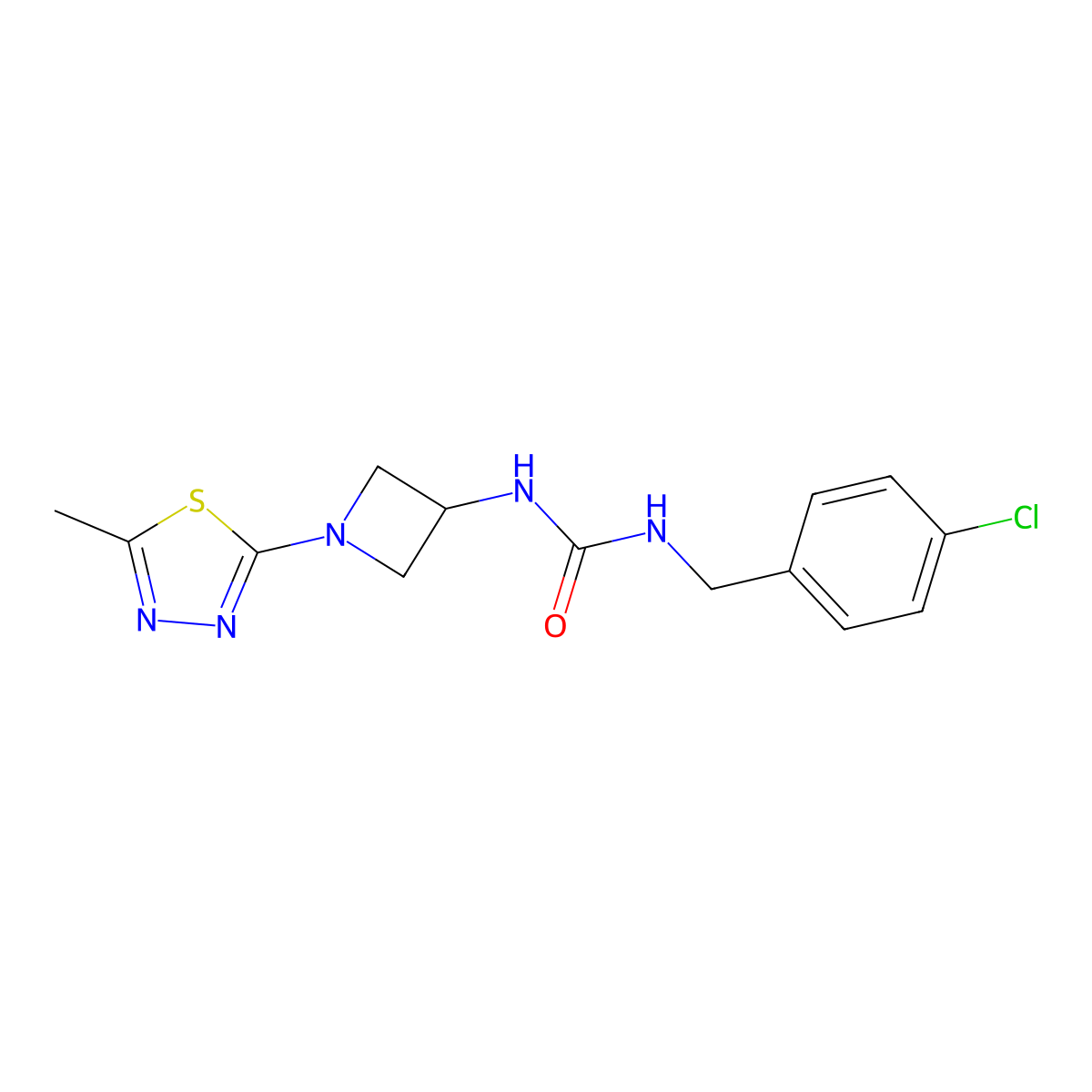 1-[(4-Chlorophenyl)methyl]-3-[1-(5-methyl-1,3,4-thiadiazol-2-yl)azetidin-3-yl]urea molecular structure, CAS 2415630-33-8