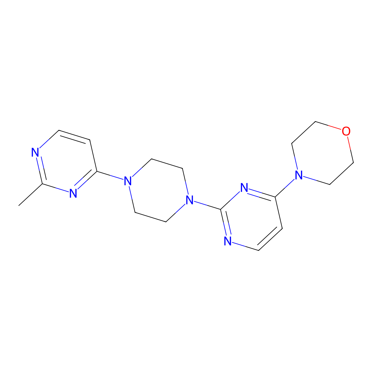 4-{2-[4-(2-Methylpyrimidin-4-yl)piperazin-1-yl]pyrimidin-4-yl}morpholine molecular structure, CAS 2415630-36-1