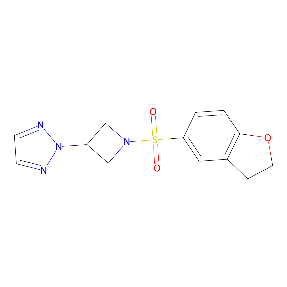 2-[1-(2,3-dihydro-1-benzofuran-5-sulfonyl)azetidin-3-yl]-2H-1,2,3-triazole molecular structure, CAS 2415630-37-2