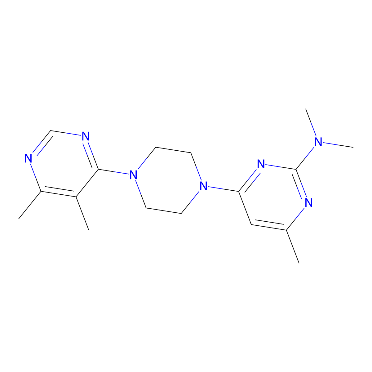 4-[4-(5,6-dimethylpyrimidin-4-yl)piperazin-1-yl]-N,N,6-trimethylpyrimidin-2-amine molecular structure, CAS 2415630-41-8