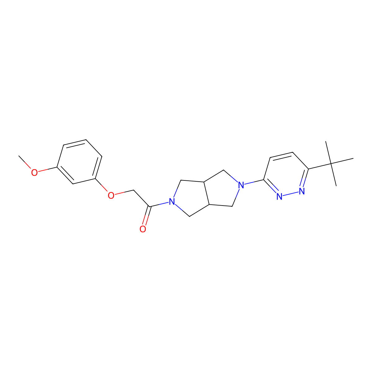 1-[5-(6-Tert-butylpyridazin-3-yl)-octahydropyrrolo[3,4-c]pyrrol-2-yl]-2-(3-methoxyphenoxy)ethan-1-one molecular structure, CAS 2415630-46-3