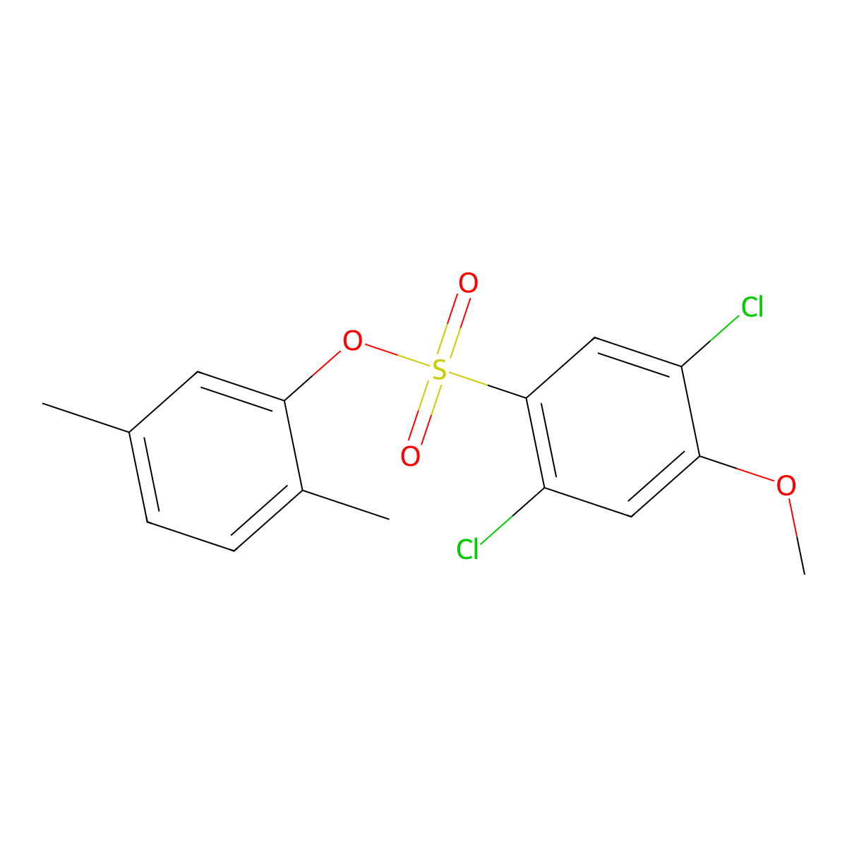 2,5-Dimethylphenyl 2,5-dichloro-4-methoxybenzene-1-sulfonate molecular structure, CAS 2415630-51-0