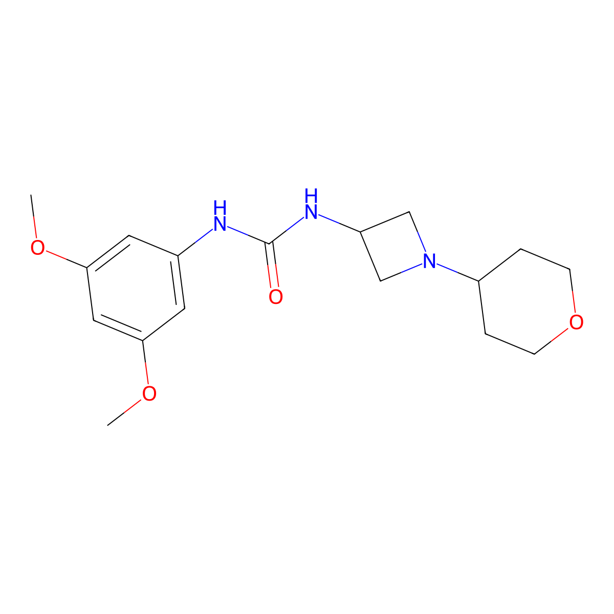 1-(3,5-Dimethoxyphenyl)-3-[1-(oxan-4-yl)azetidin-3-yl]urea molecular structure, CAS 2415630-55-4