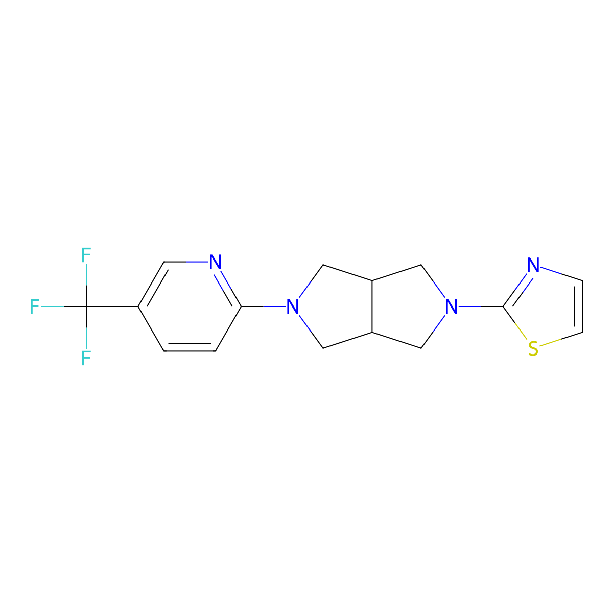 2-[5-(1,3-Thiazol-2-yl)-octahydropyrrolo[3,4-c]pyrrol-2-yl]-5-(trifluoromethyl)pyridine molecular structure, CAS 2415630-56-5
