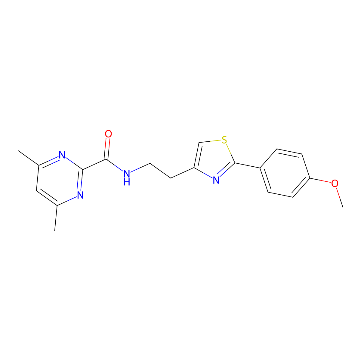 N-{2-[2-(4-methoxyphenyl)-1,3-thiazol-4-yl]ethyl}-4,6-dimethylpyrimidine-2-carboxamide molecular structure, CAS 2415630-57-6