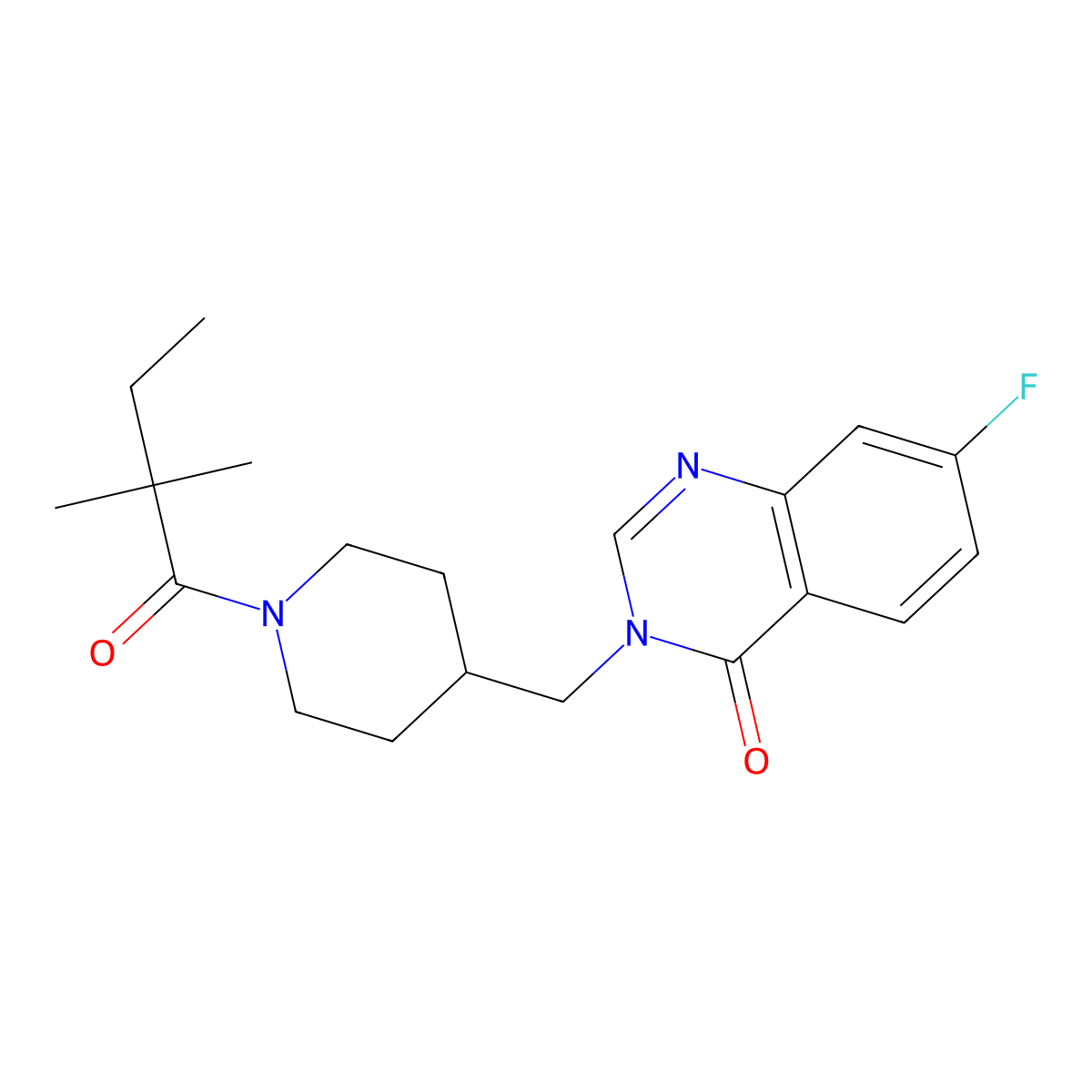 3-{[1-(2,2-Dimethylbutanoyl)piperidin-4-yl]methyl}-7-fluoro-3,4-dihydroquinazolin-4-one molecular structure, CAS 2415630-66-7
