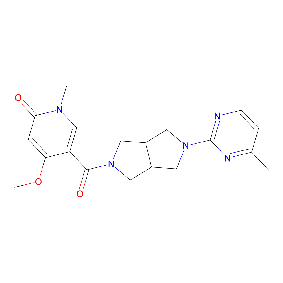4-Methoxy-1-methyl-5-[5-(4-methylpyrimidin-2-yl)-octahydropyrrolo[3,4-c]pyrrole-2-carbonyl]-1,2-dihydropyridin-2-one molecular structure, CAS 2415630-67-8