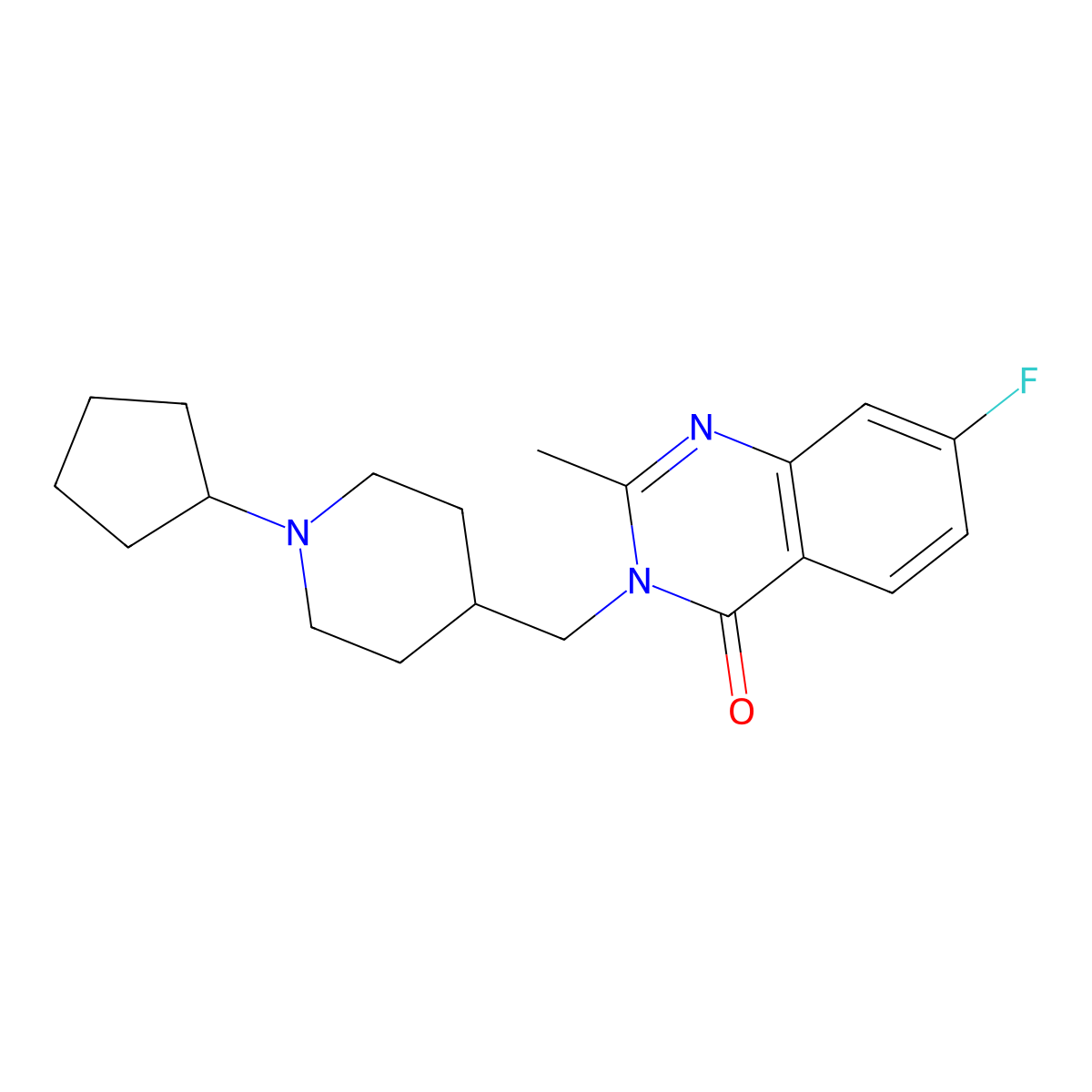 3-[(1-Cyclopentylpiperidin-4-yl)methyl]-7-fluoro-2-methyl-3,4-dihydroquinazolin-4-one molecular structure, CAS 2415630-71-4