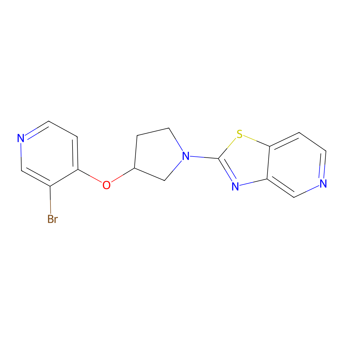 3-Bromo-4-[(1-{[1,3]thiazolo[4,5-c]pyridin-2-yl}pyrrolidin-3-yl)oxy]pyridine molecular structure, CAS 2415630-78-1