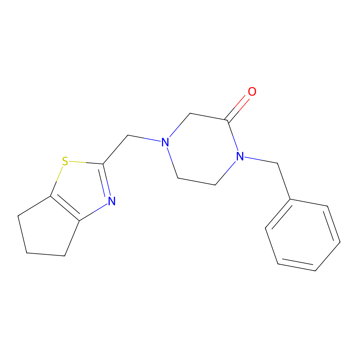 1-benzyl-4-({4H,5H,6H-cyclopenta[d][1,3]thiazol-2-yl}methyl)piperazin-2-one molecular structure, CAS 2415630-81-6