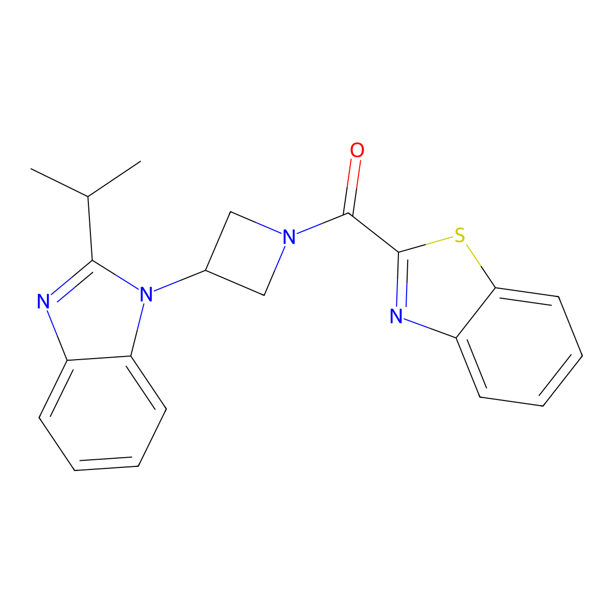2-{3-[2-(propan-2-yl)-1H-1,3-benzodiazol-1-yl]azetidine-1-carbonyl}-1,3-benzothiazole molecular structure, CAS 2415630-83-8