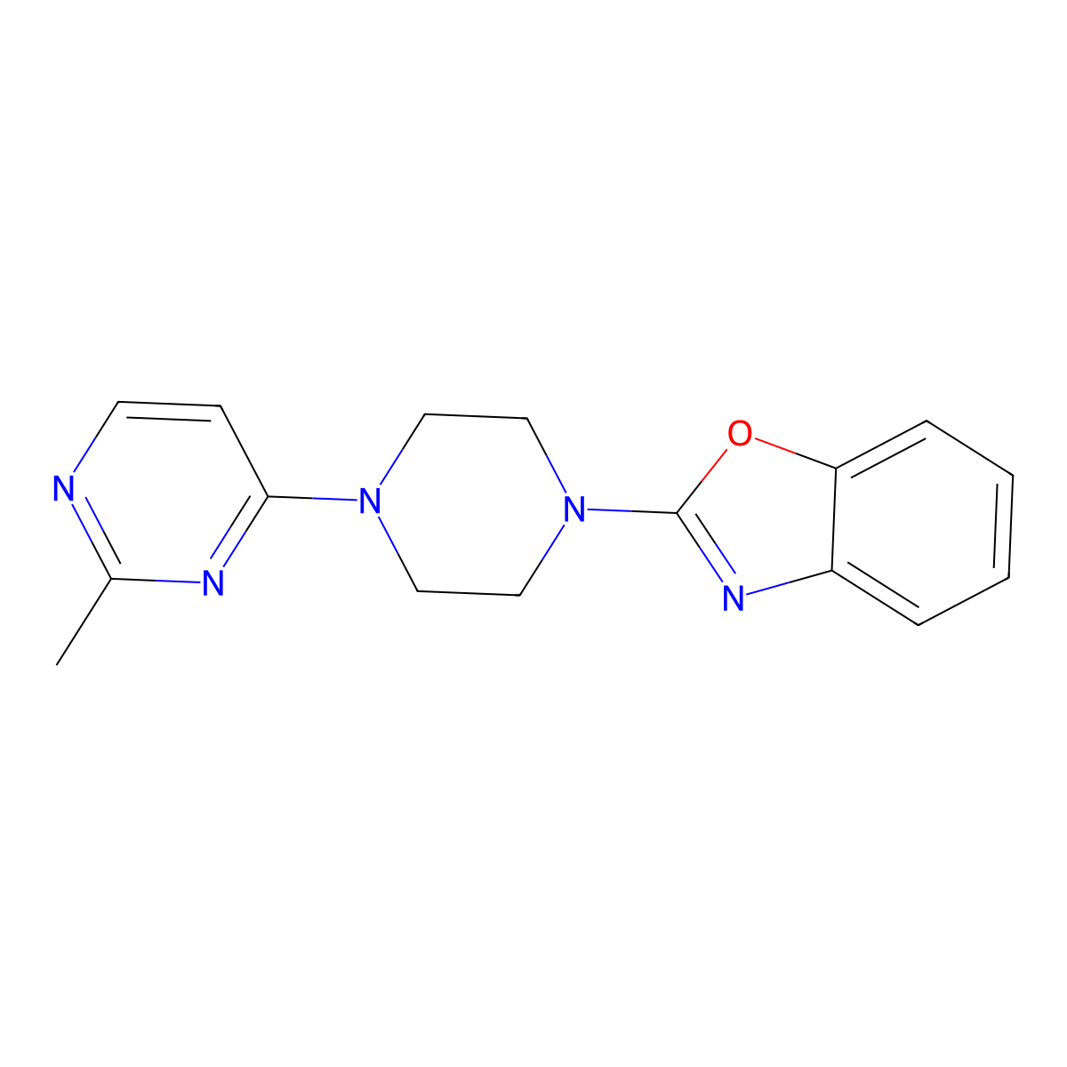 2-[4-(2-Methylpyrimidin-4-yl)piperazin-1-yl]-1,3-benzoxazole molecular structure, CAS 2415630-85-0