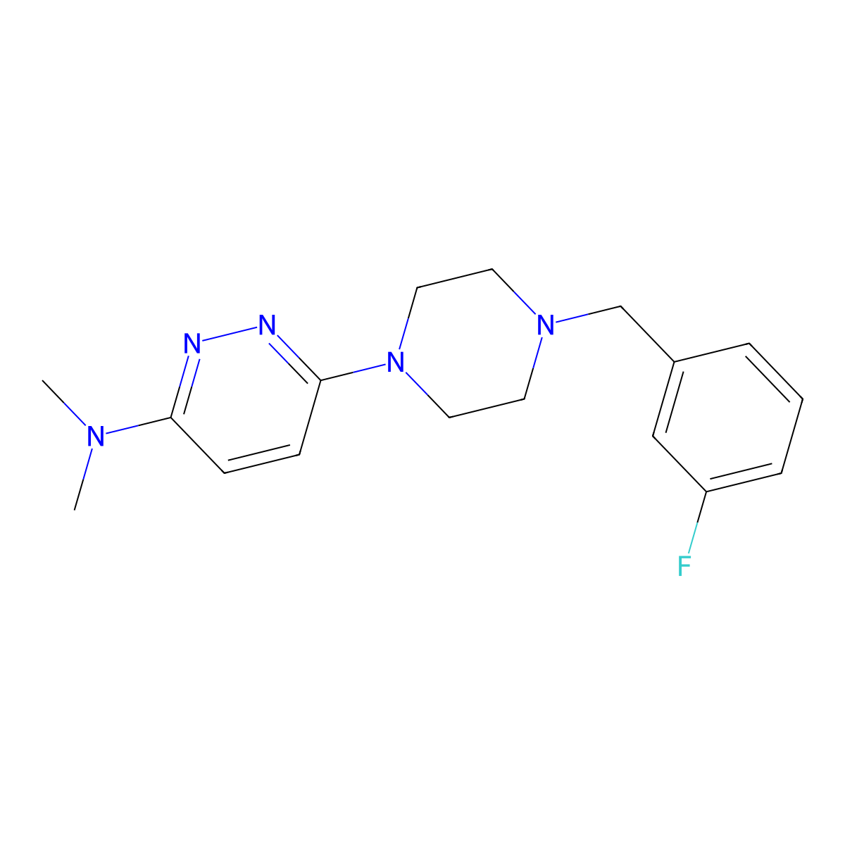 6-{4-[(3-fluorophenyl)methyl]piperazin-1-yl}-N,N-dimethylpyridazin-3-amine molecular structure, CAS 2415630-90-7