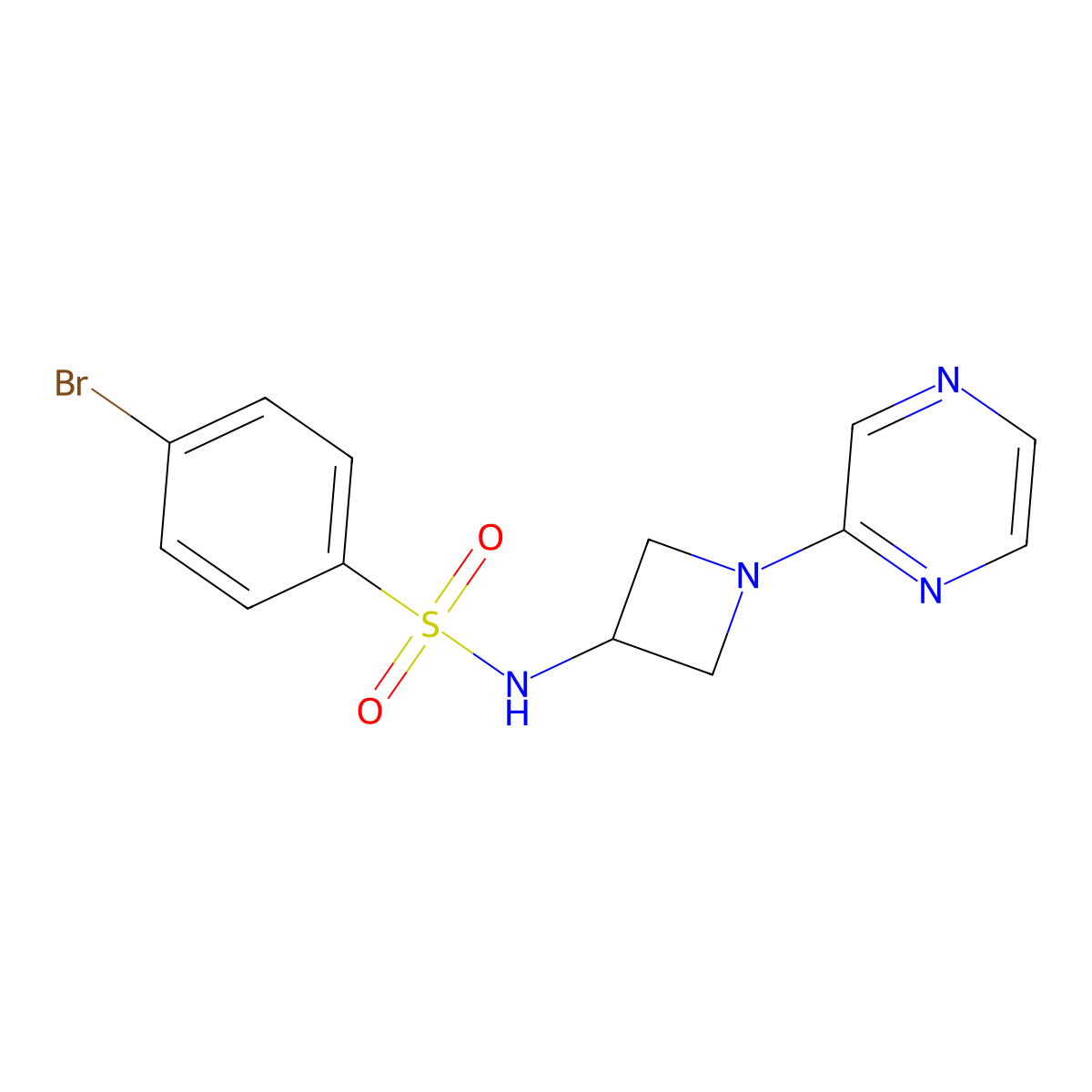 4-bromo-N-[1-(pyrazin-2-yl)azetidin-3-yl]benzene-1-sulfonamide molecular structure, CAS 2415631-01-3