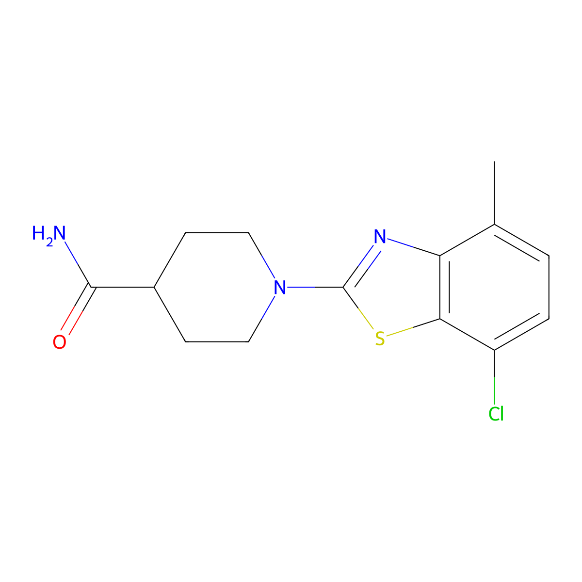 1-(7-Chloro-4-methyl-1,3-benzothiazol-2-yl)piperidine-4-carboxamide molecular structure, CAS 2415631-06-8