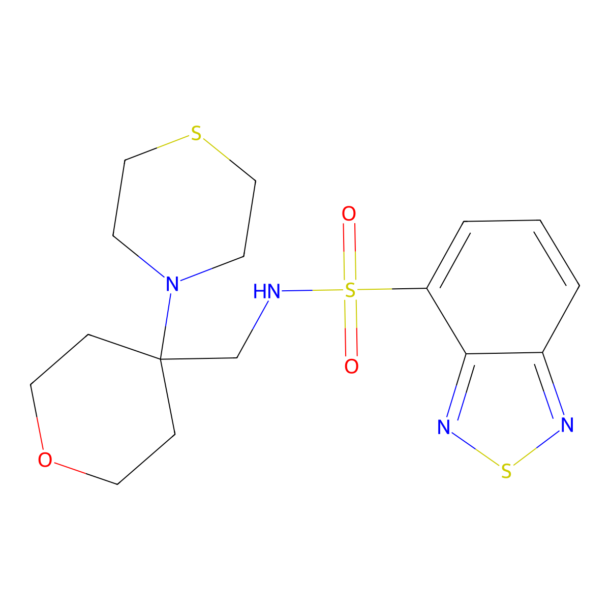 N-{[4-(thiomorpholin-4-yl)oxan-4-yl]methyl}-2,1,3-benzothiadiazole-4-sulfonamide molecular structure, CAS 2415631-13-7