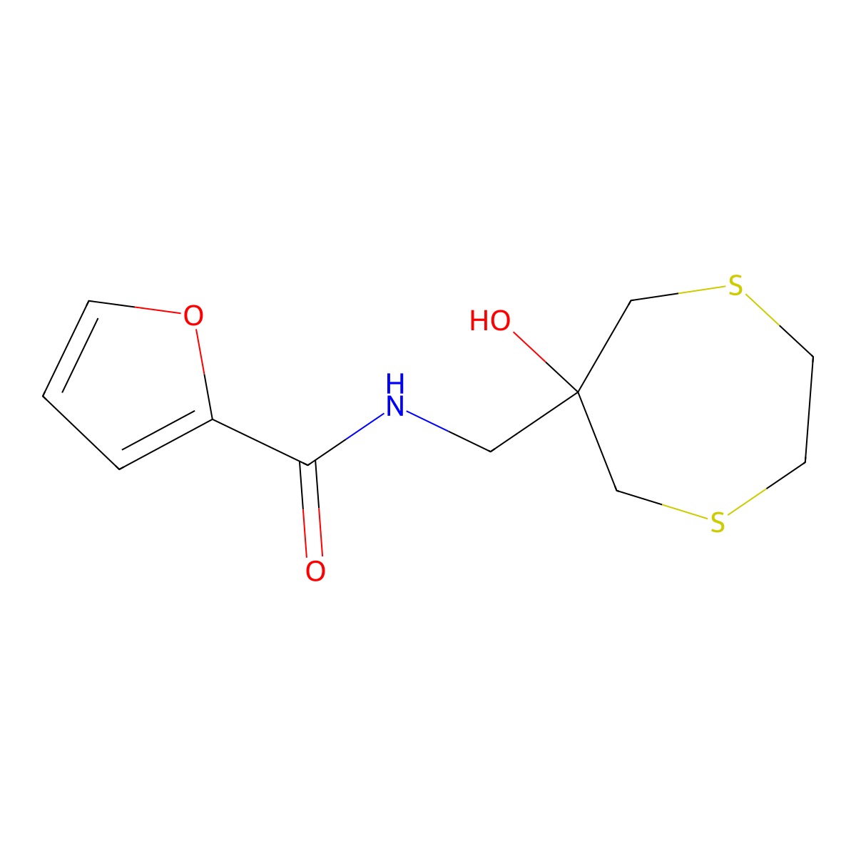 N-[(6-Hydroxy-1,4-dithiepan-6-yl)methyl]furan-2-carboxamide molecular structure, CAS 2415631-16-0