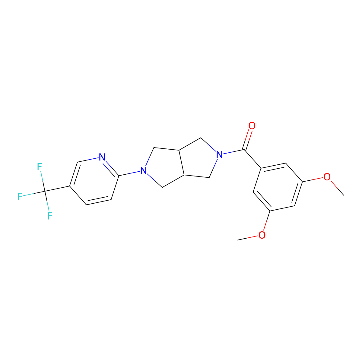 2-[5-(3,5-Dimethoxybenzoyl)-octahydropyrrolo[3,4-c]pyrrol-2-yl]-5-(trifluoromethyl)pyridine molecular structure, CAS 2415631-17-1