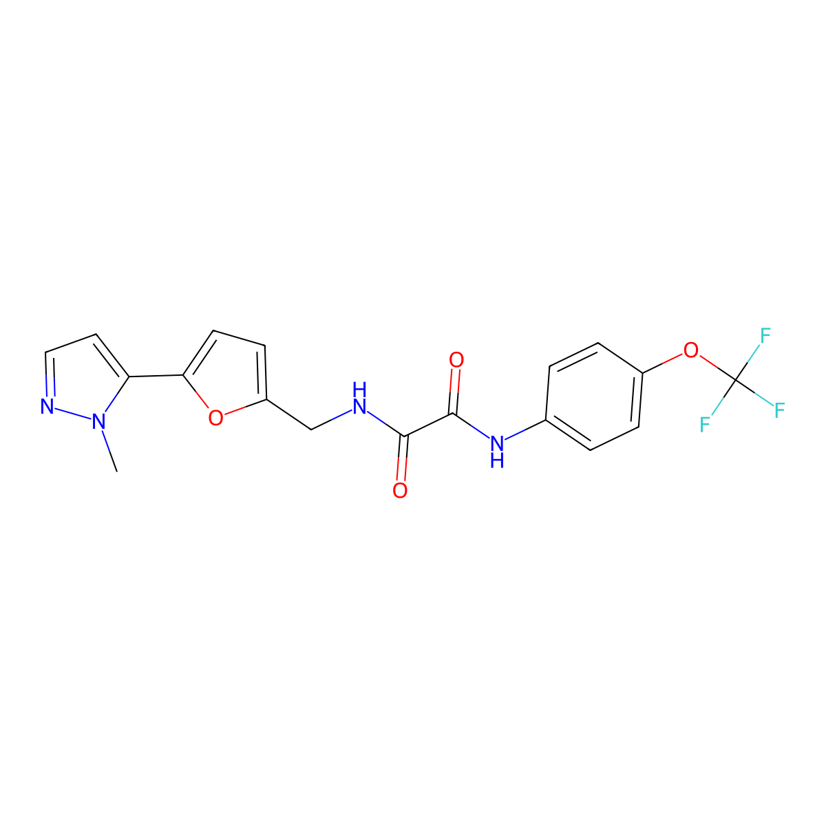 N-{[5-(1-methyl-1H-pyrazol-5-yl)furan-2-yl]methyl}-N'-[4-(trifluoromethoxy)phenyl]ethanediamide molecular structure, CAS 2415631-22-8