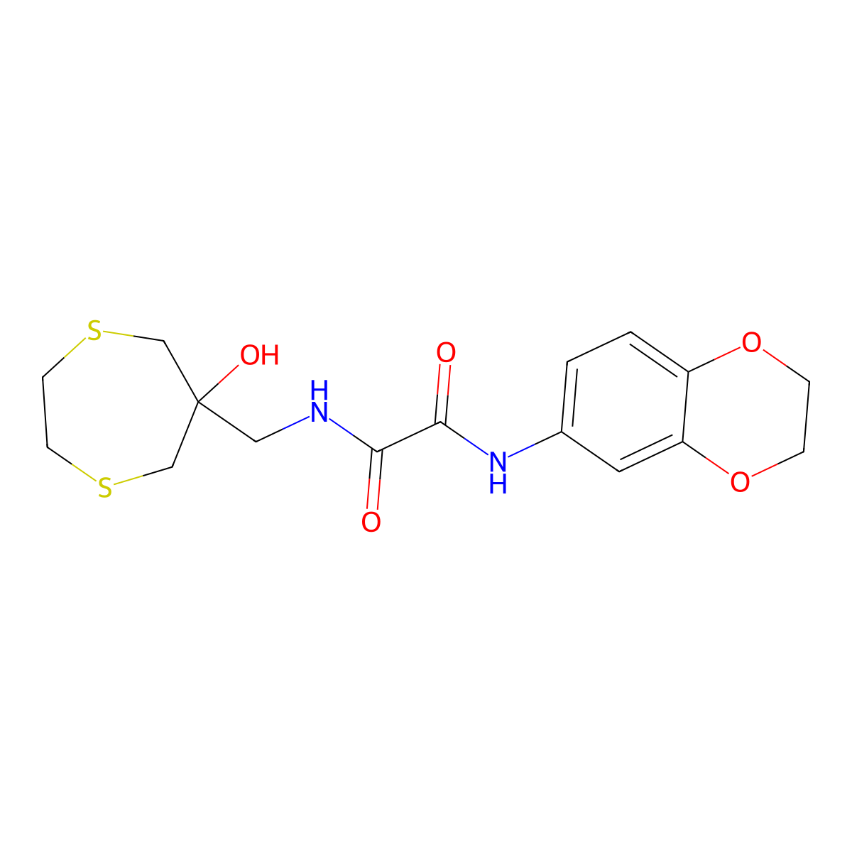 N-(2,3-dihydro-1,4-benzodioxin-6-yl)-N'-[(6-hydroxy-1,4-dithiepan-6-yl)methyl]ethanediamide molecular structure, CAS 2415631-33-1