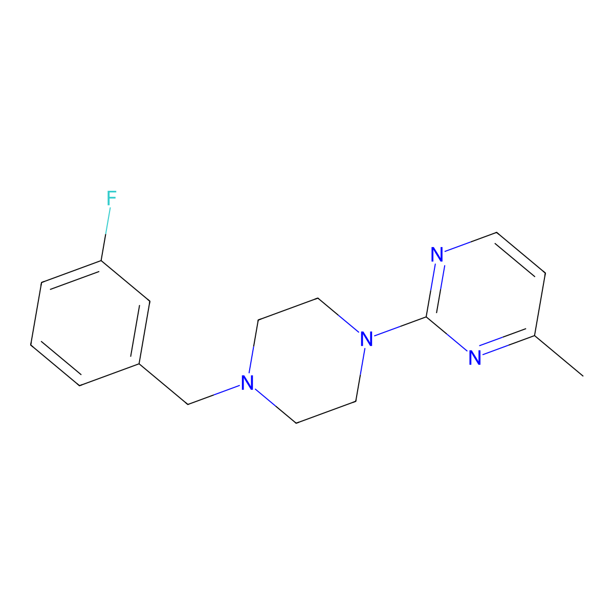 2-{4-[(3-Fluorophenyl)methyl]piperazin-1-yl}-4-methylpyrimidine molecular structure, CAS 2415631-37-5