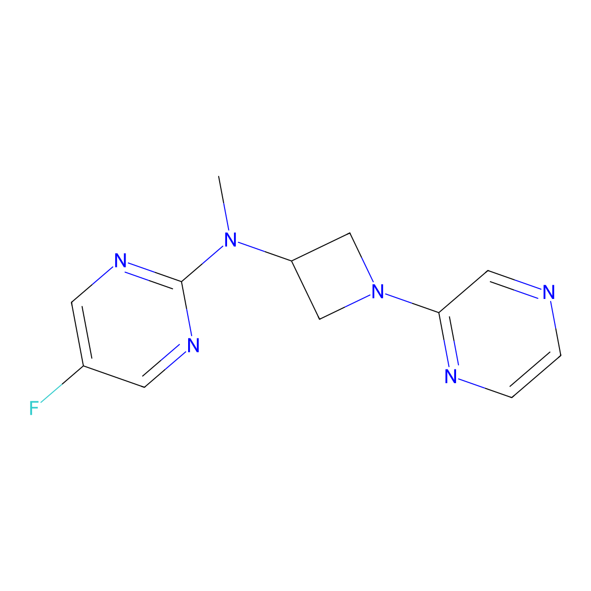 5-fluoro-N-methyl-N-[1-(pyrazin-2-yl)azetidin-3-yl]pyrimidin-2-amine molecular structure, CAS 2415631-38-6