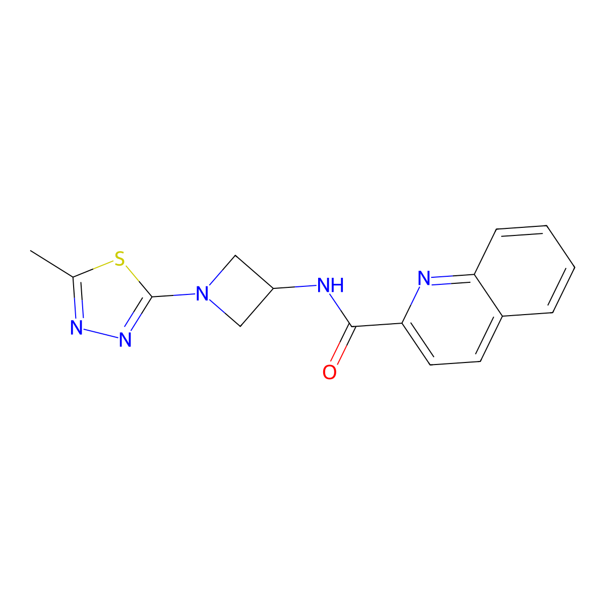 N-[1-(5-Methyl-1,3,4-thiadiazol-2-yl)azetidin-3-yl]quinoline-2-carboxamide molecular structure, CAS 2415631-43-3