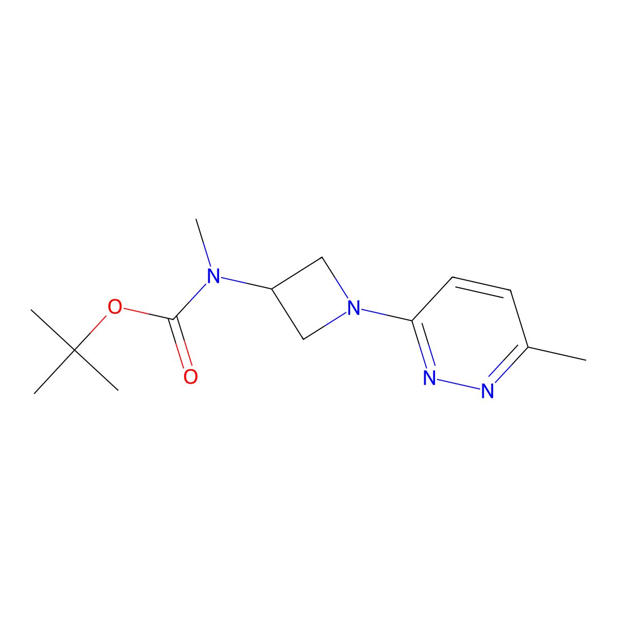 Tert-butyl N-methyl-N-[1-(6-methylpyridazin-3-yl)azetidin-3-yl]carbamate molecular structure, CAS 2415631-45-5