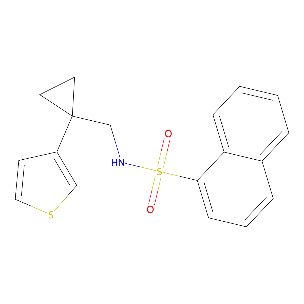 N-{[1-(thiophen-3-yl)cyclopropyl]methyl}naphthalene-1-sulfonamide molecular structure, CAS 2415631-58-0