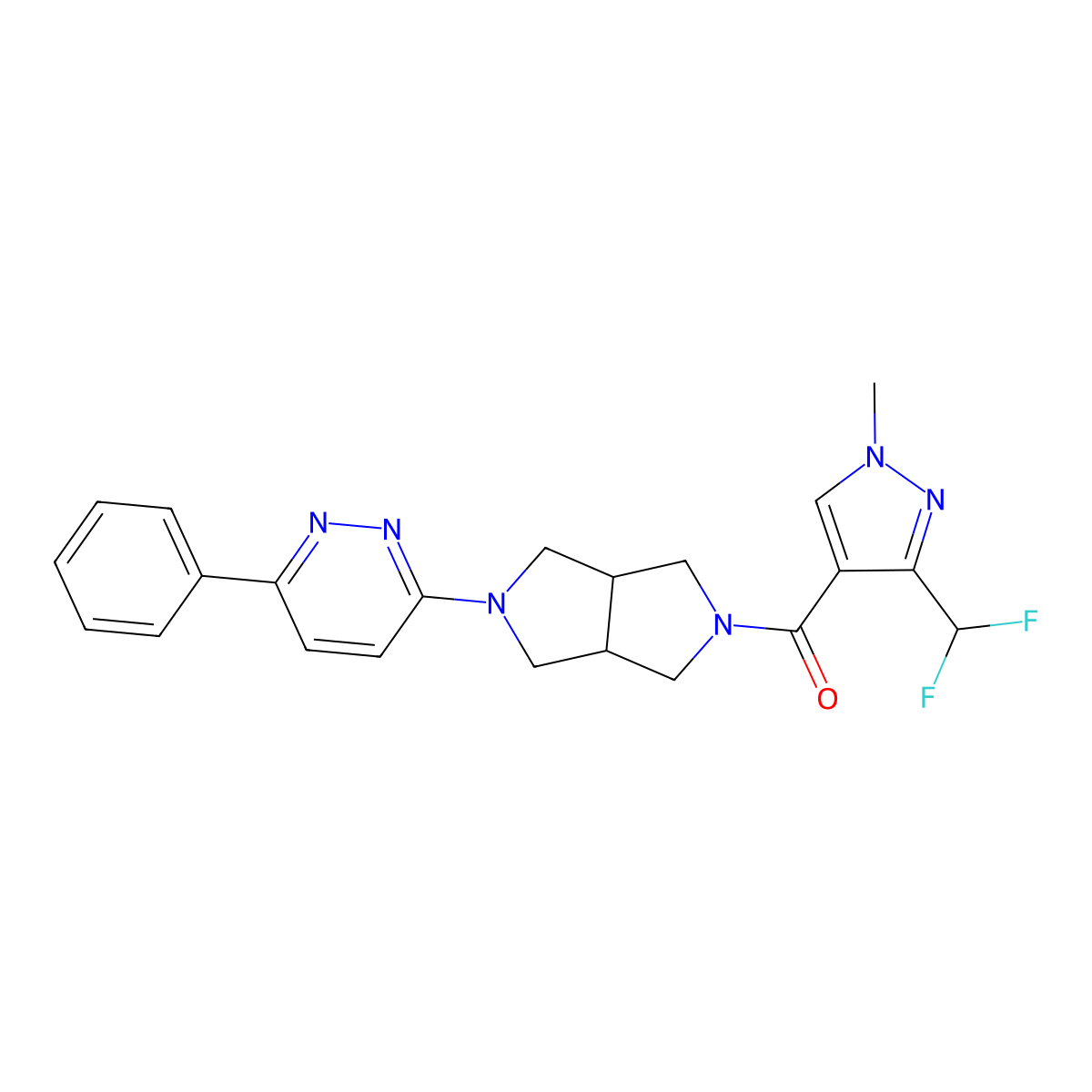 3-{5-[3-(difluoromethyl)-1-methyl-1H-pyrazole-4-carbonyl]-octahydropyrrolo[3,4-c]pyrrol-2-yl}-6-phenylpyridazine molecular structure, CAS 2415631-62-6