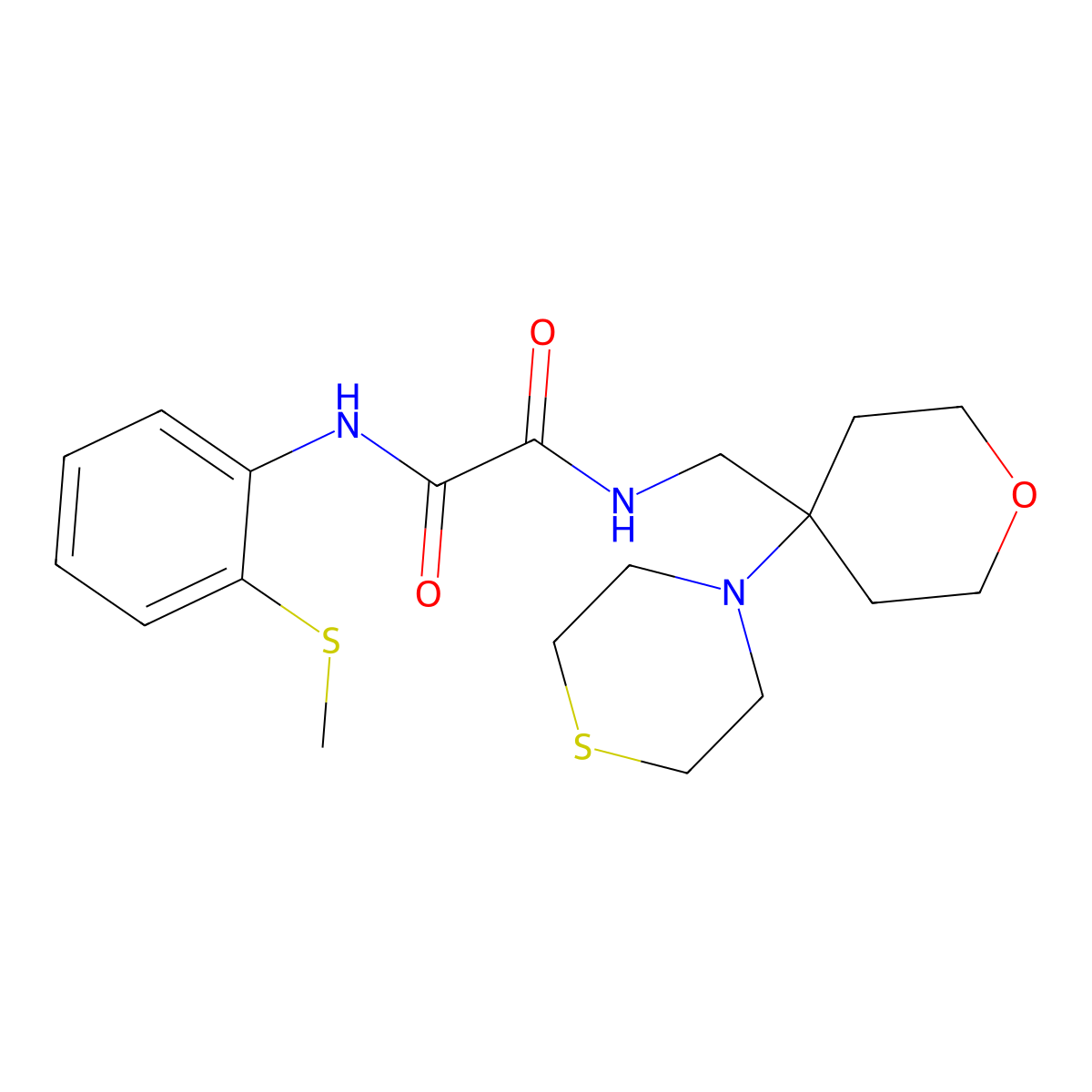 N'-[2-(methylsulfanyl)phenyl]-N-{[4-(thiomorpholin-4-yl)oxan-4-yl]methyl}ethanediamide molecular structure, CAS 2415631-67-1