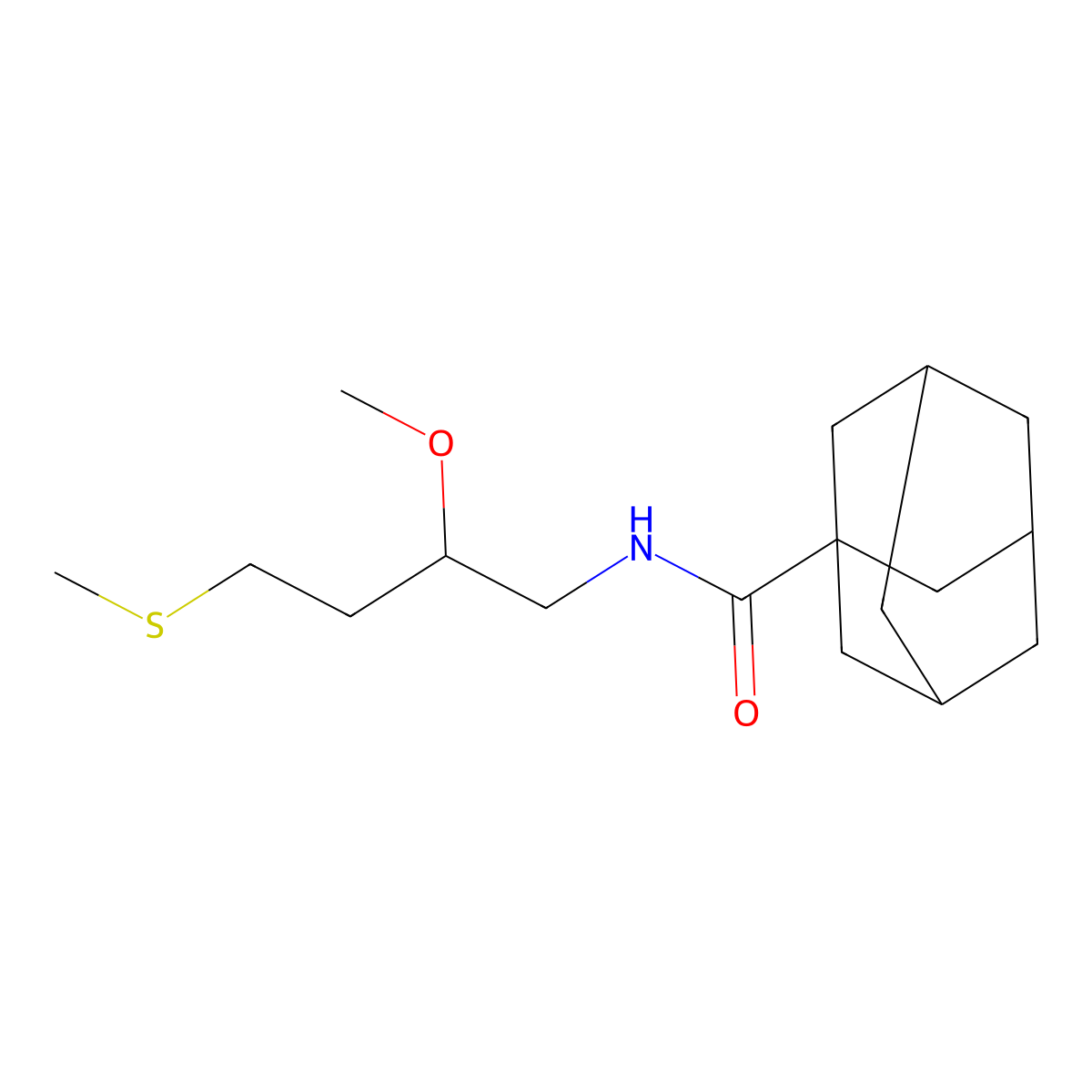 N-[2-methoxy-4-(methylsulfanyl)butyl]adamantane-1-carboxamide molecular structure, CAS 2415631-68-2