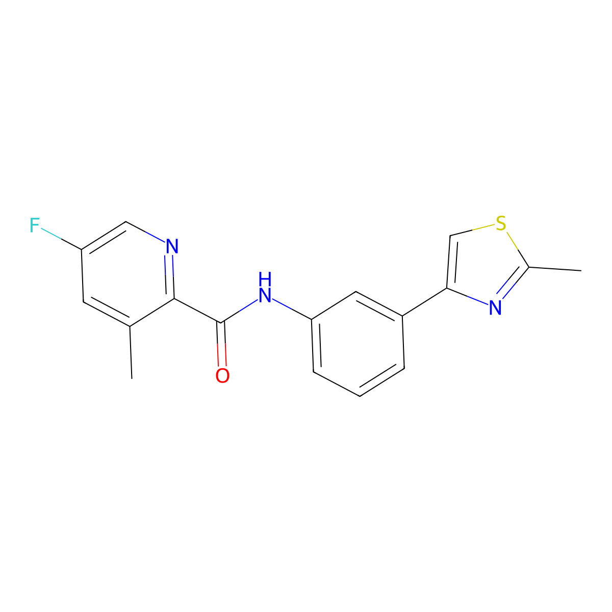 5-fluoro-3-methyl-N-[3-(2-methyl-1,3-thiazol-4-yl)phenyl]pyridine-2-carboxamide molecular structure, CAS 2415631-69-3