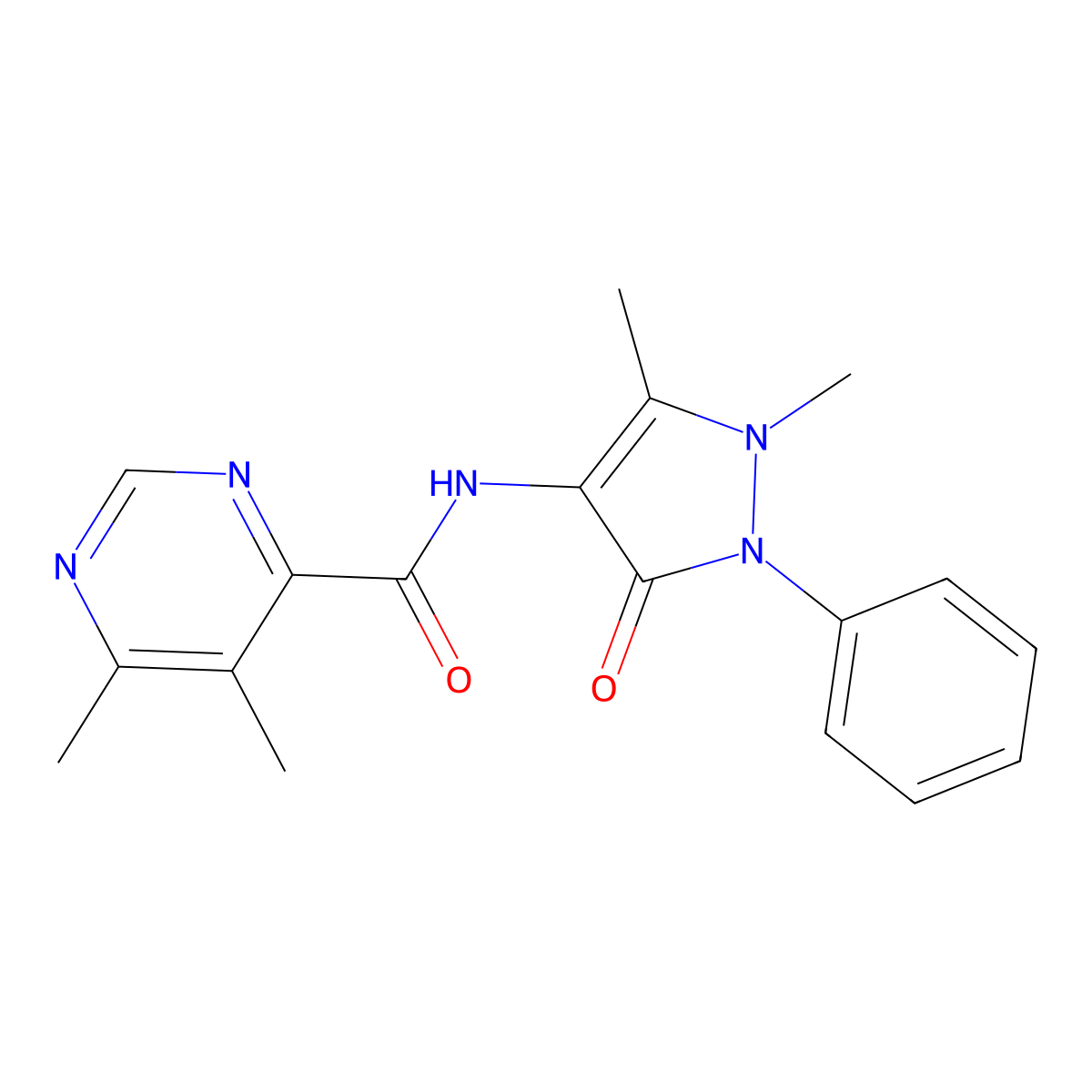 N-(1,5-dimethyl-3-oxo-2-phenyl-2,3-dihydro-1H-pyrazol-4-yl)-5,6-dimethylpyrimidine-4-carboxamide molecular structure, CAS 2415631-73-9