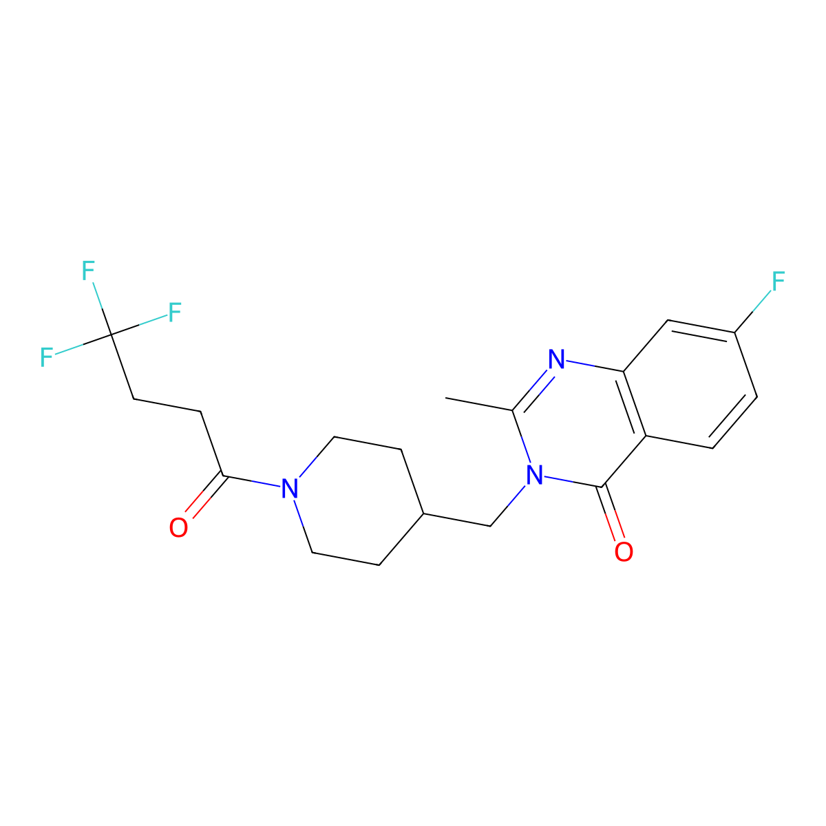 7-Fluoro-2-methyl-3-{[1-(4,4,4-trifluorobutanoyl)piperidin-4-yl]methyl}-3,4-dihydroquinazolin-4-one molecular structure, CAS 2415631-76-2